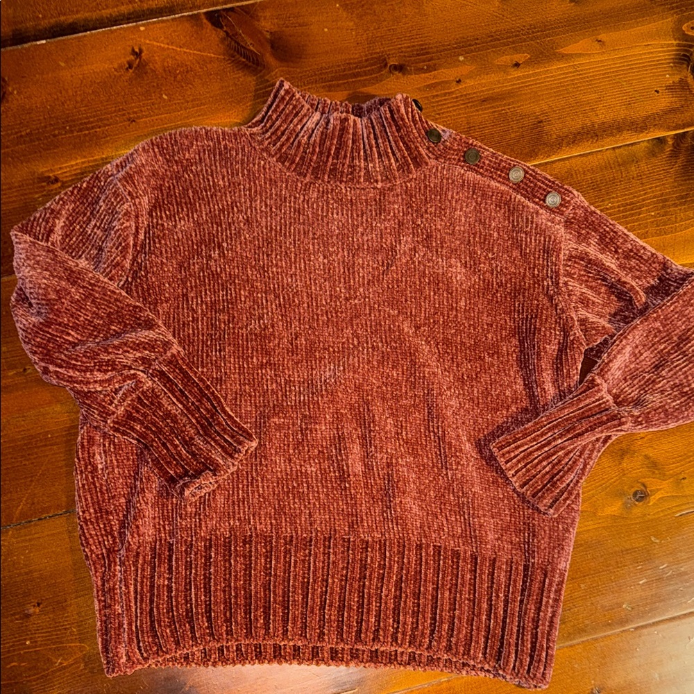 Grace & Lace Chenille Turtleneck Sweater - Deep Red